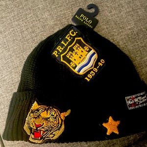 Ralph Lauren rare black patch beanie brand new
